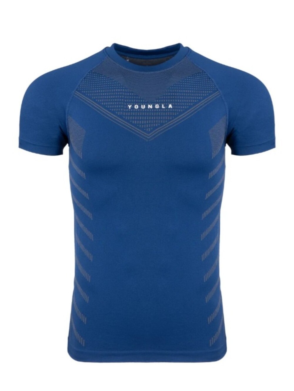 YOUNGLA 465 Superhero Compression blue Tee Gym Running Men's Size Large NWT